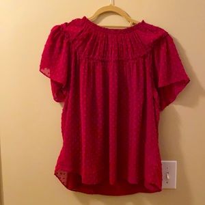 Magenta Pink two layer J Crew Nylon Blouse